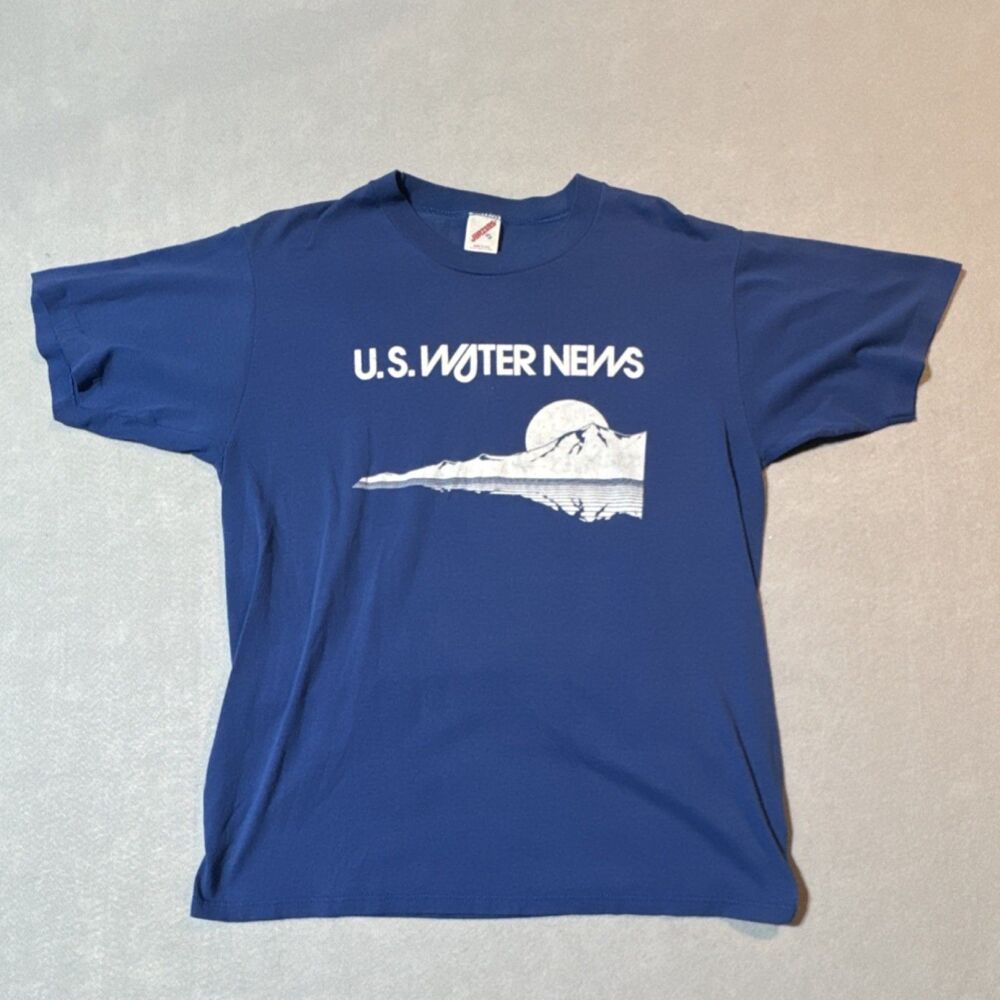 Vintage Jerzees Blue T-shirt XL fun Screen US Water news